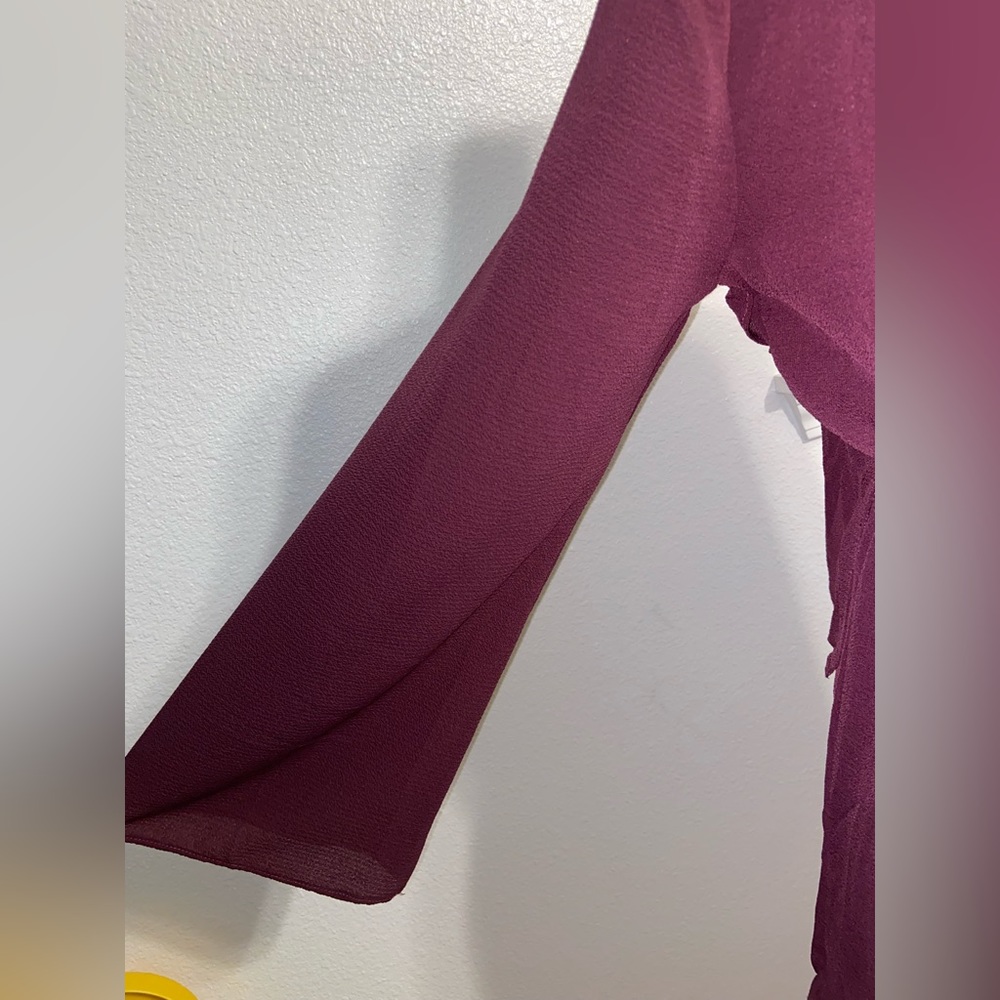 Flared Long Sleeved Romper- Plum - Picture 3 of 6
